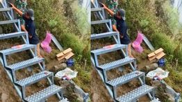 Viral Jalur Sulit Gunung Rinjani Dipasang Tangga, Mudahkan Pendaki ke Puncak