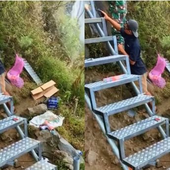 Viral Jalur Sulit Gunung Rinjani Dipasang Tangga, Mudahkan Pendaki ke Puncak